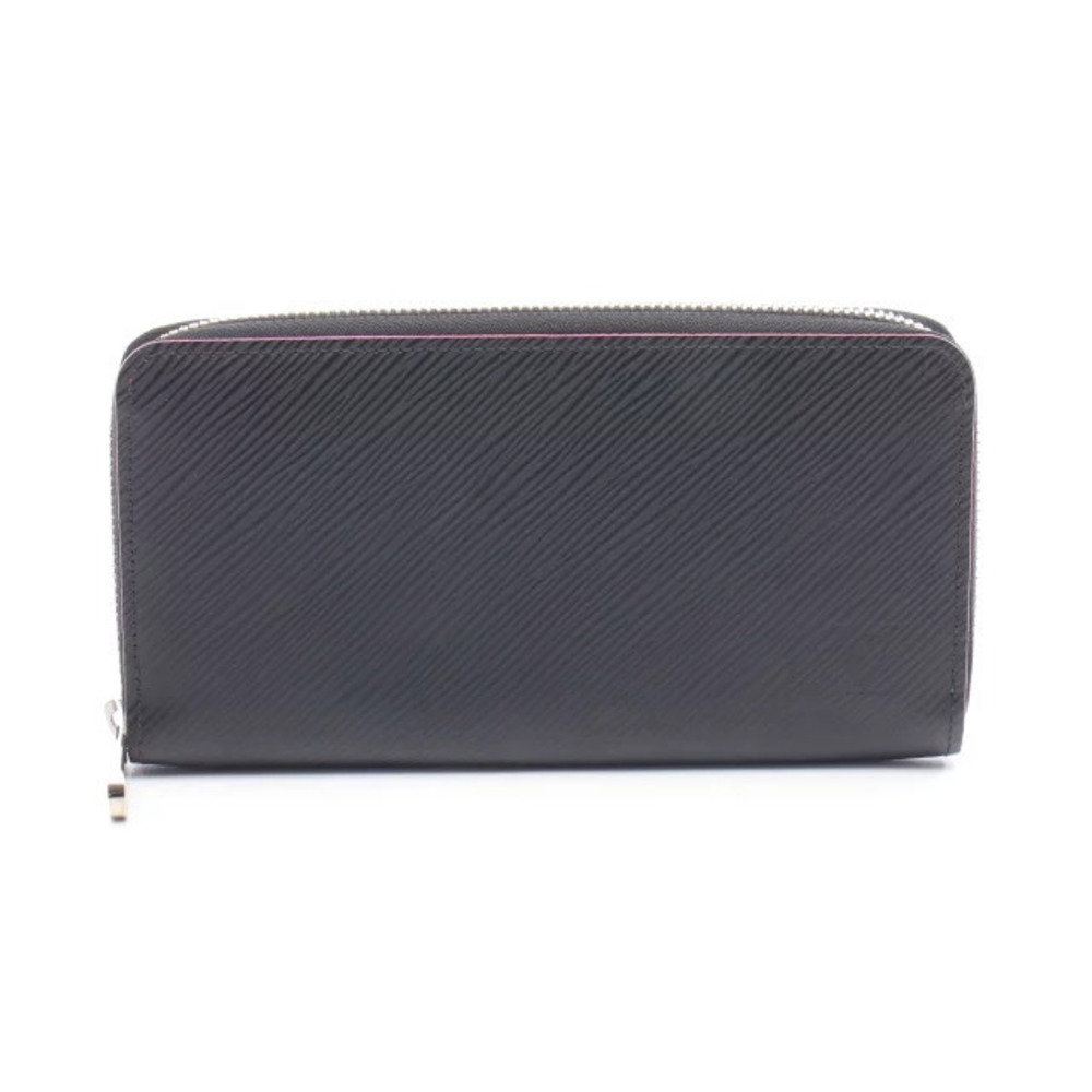 Louis Vuitton Zippy Wallet Epi Noir Black Hot Pink Round Long Leather Black